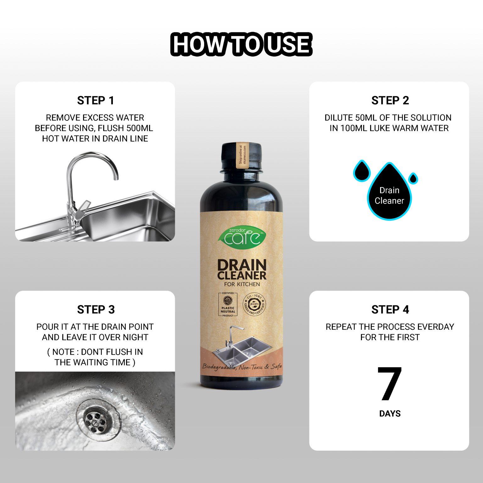 Zerodor CARE Natural Kitchen Drain Cleaner 400 ml Bottle Econaur